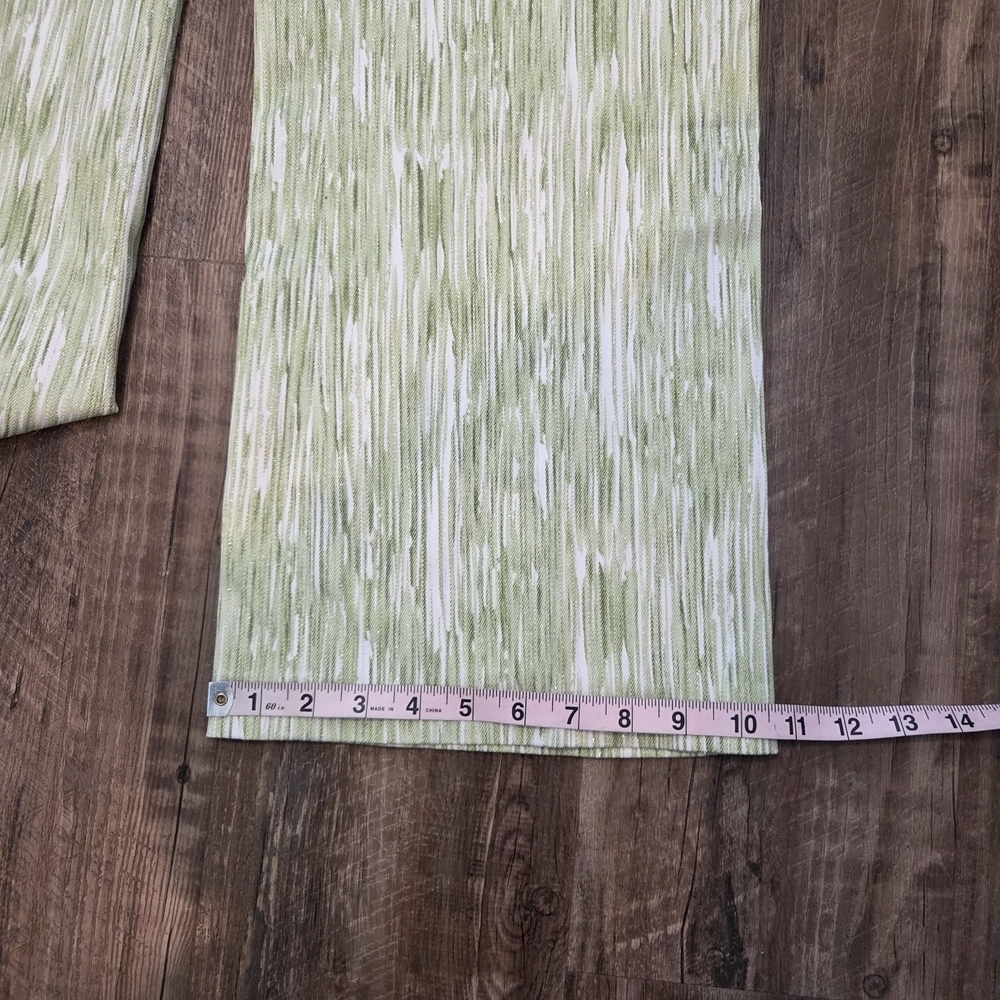 MetroStyle Stretch Green White Shimmer Ikat Stripe Straight Leg Pants Size 18 - Picture 10 of 14